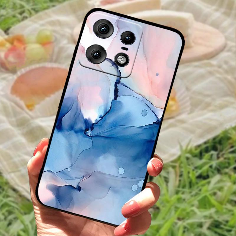 For Motorola Edge 50 Pro Case Fashion Marble Silicon Black Soft Bumper for Moto Edge 50 Pro Phone Cases Cartoon TPU Shells
