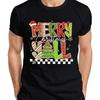 Merry Christmas Yall Tree Striped Glitter Unisexs T Shirt Vintage Washed Breathable Versatile Unisex Homme Slightly Comfortable