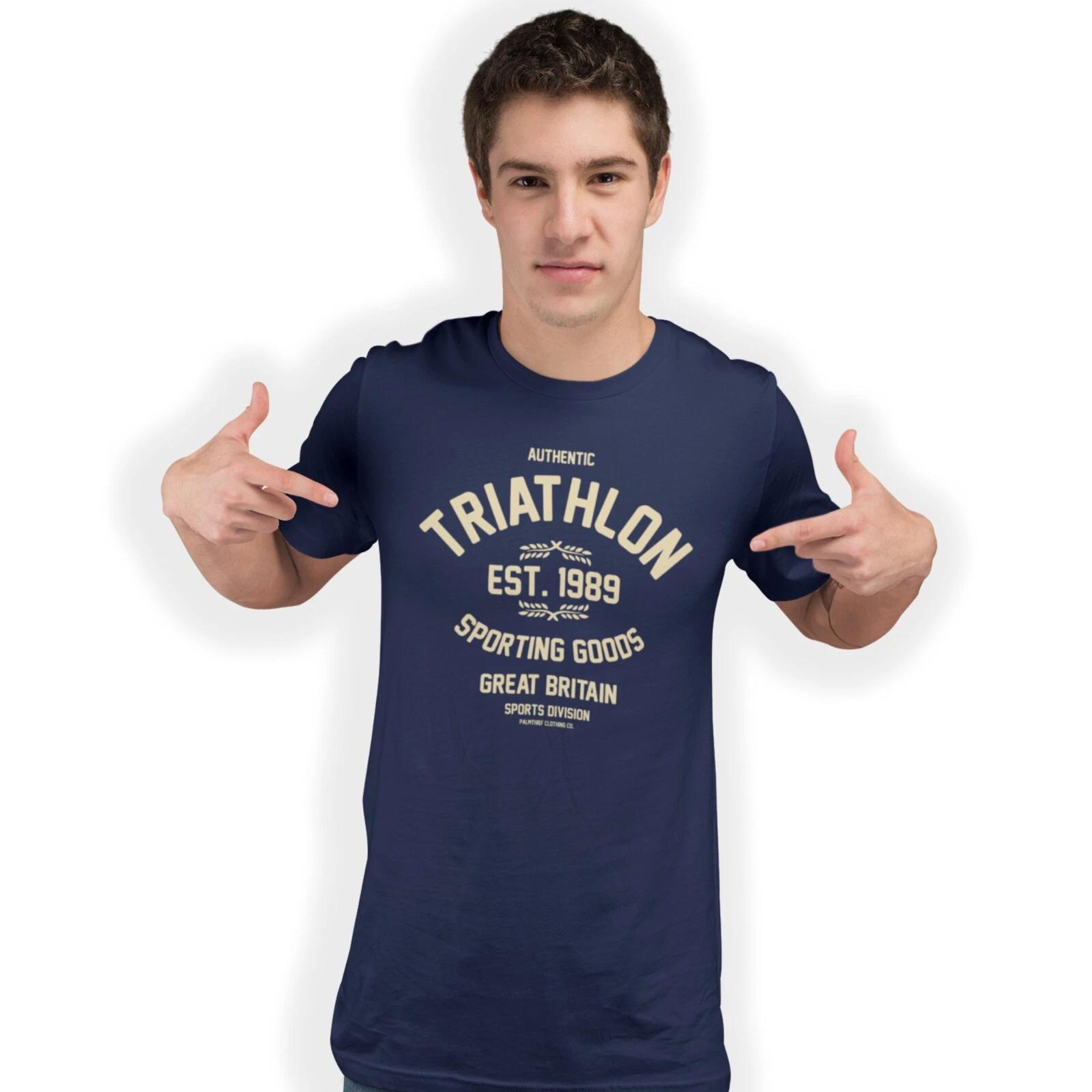 Authentic Triathlon Hand Printed T-Shirt Birthday Gift S