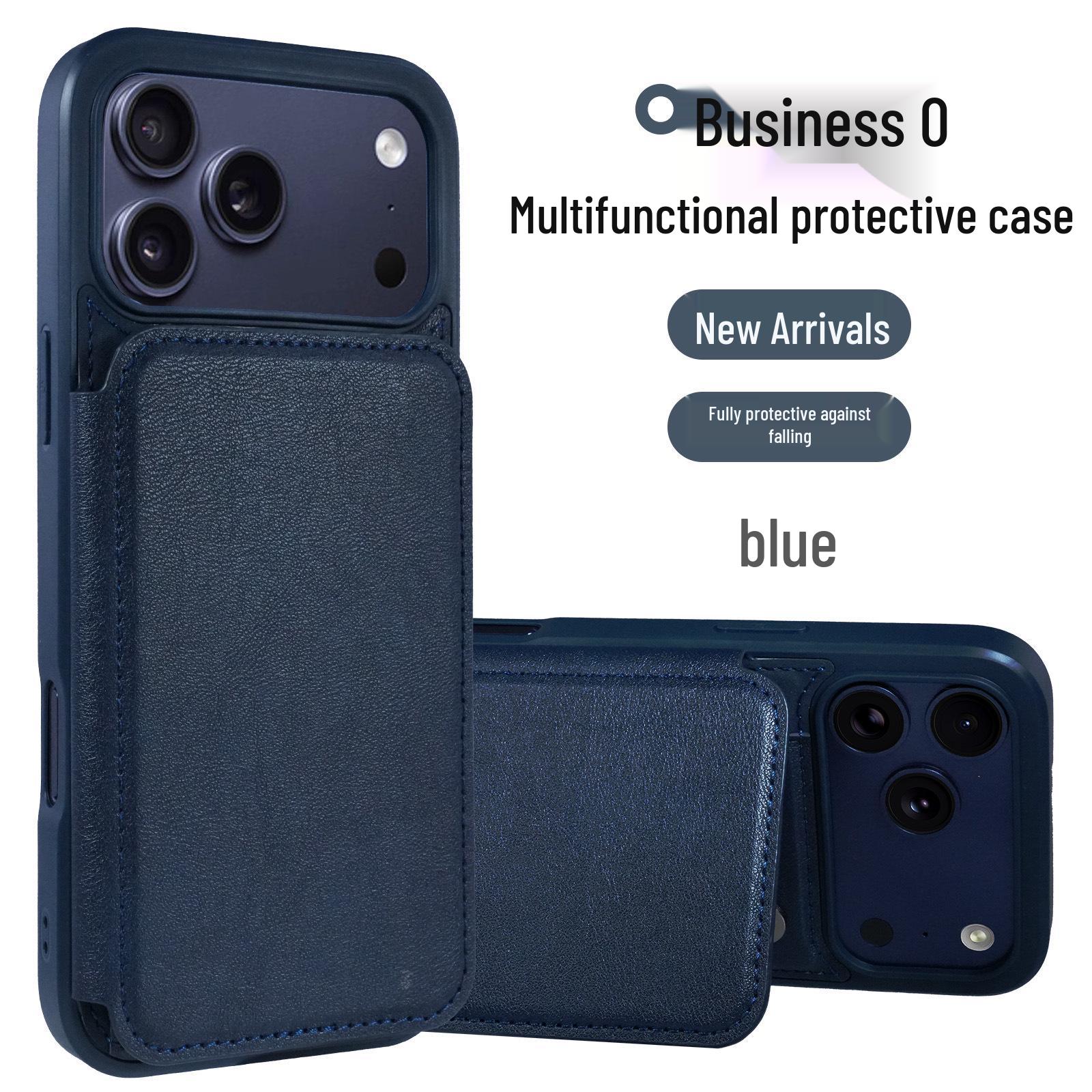 

iPhone 17/16 Pro Max Magnetic Card Holder Stand: Multifunctional, Anti-drop, Protective Case iPhone 15 Pro темно-синий