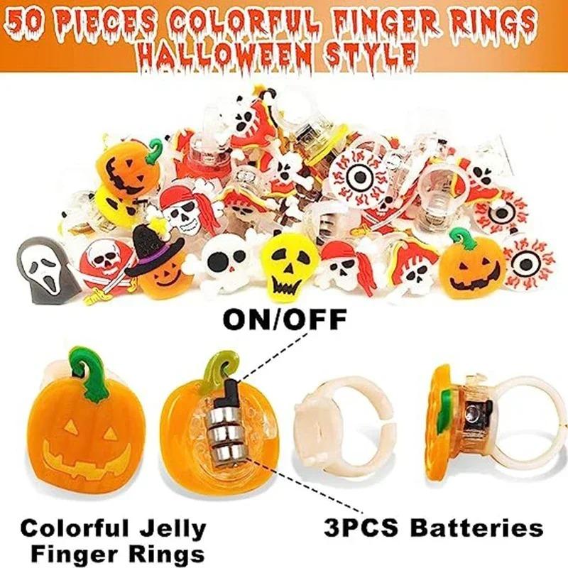 Halloween Light Up Rings Halloween Party Favors Light Up Toys Luminous Flash Finger LED Ringfor Kids Adults Photography Props