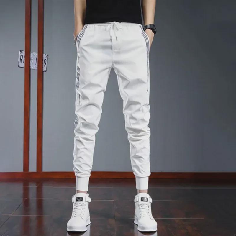 Pantaloni skinny cu manșetă coreeană, croială slim pentru bărbați, 2022, stil casual de primăvară/toamnă, cu nouă puncte