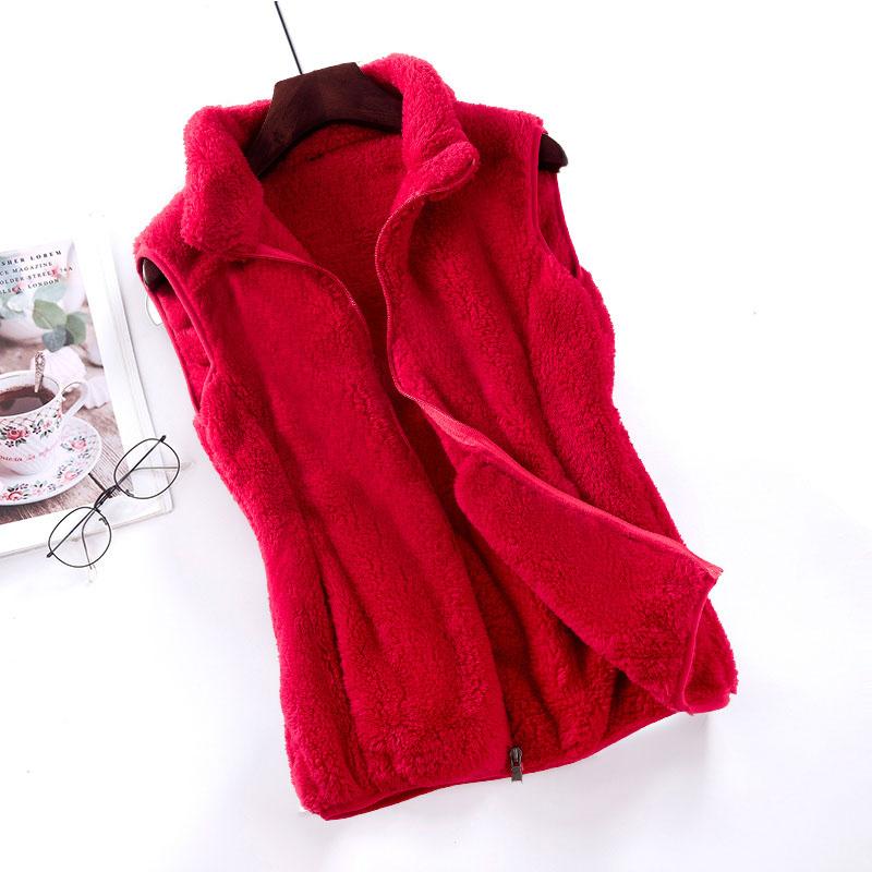 Autumn Winter Polar Fleece Vest Women Coat High Collar Zipper Sleeveless Jacket Warm Coral Velvet Vest Female Waistcoat