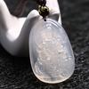 White agate eight guardian natural crystal Guanyin pendant, twelve zodiac white chalcedony Buddha pendant 202