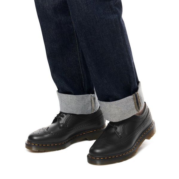 Dr. Martens 3989 Smooth Leather Brogue Siyah Sarı Dikiş Unisex Spor Ayakkabı 22210001