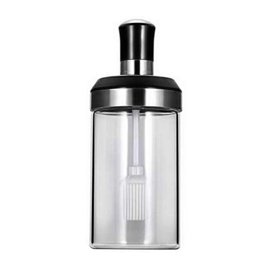Spice Jar with Spoon 250ml Glass Condiment Bottle Kitchen Seasoning Jar for Salt Sugar Leak-Proof Condiment Container with Lid