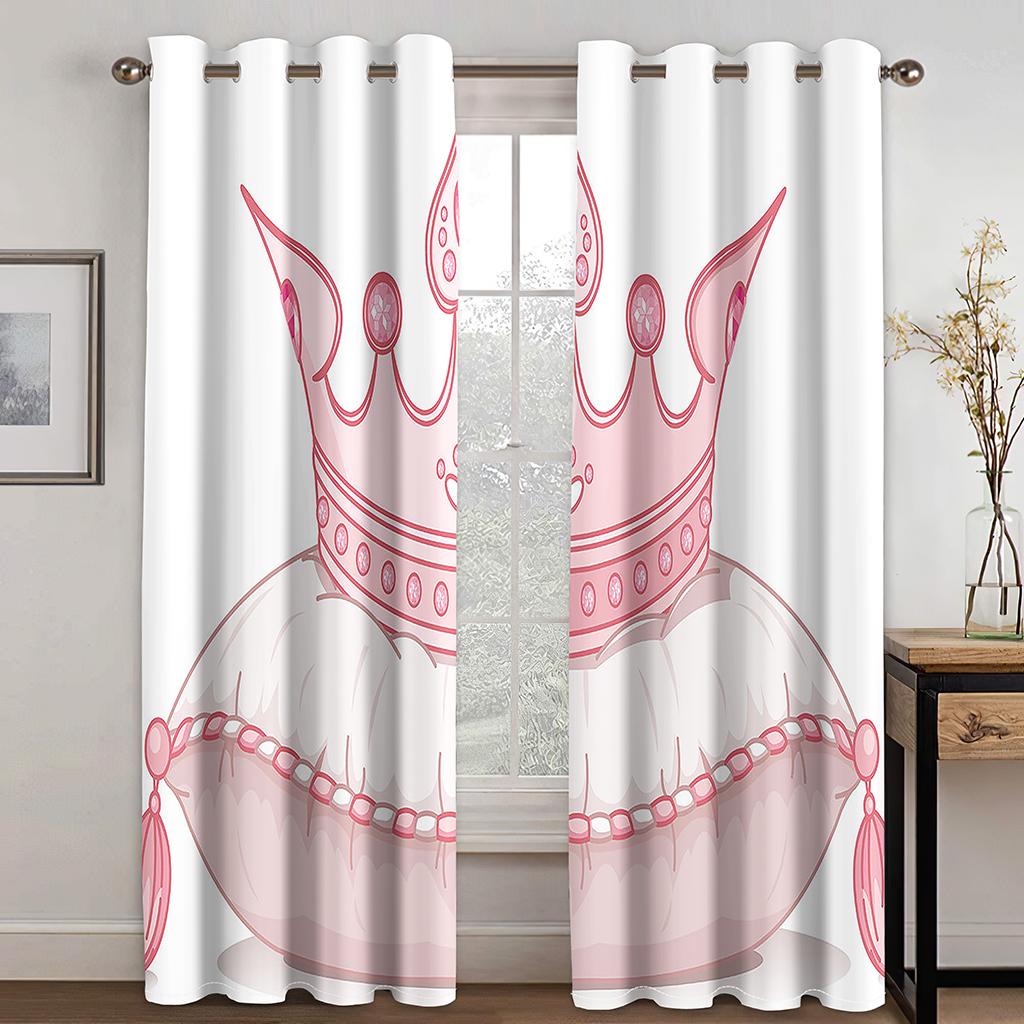 2panels Pink Queen King CrownCurtains Blinds Window Treatment for  Kids Girls' Bedroom Office Kitchen Living Room Grommet Top
