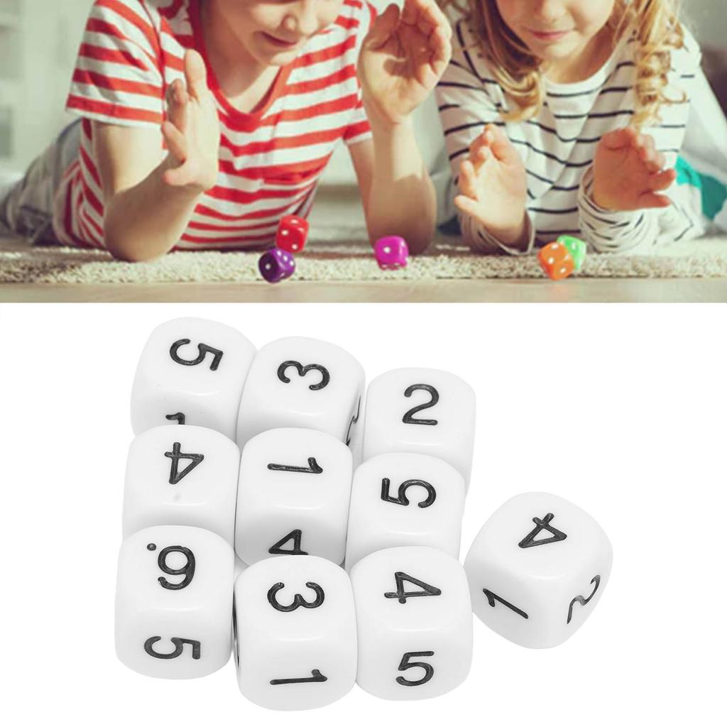 20PCS 6 Sided Number Dice Plastic 16mm Round Corner Polyhedral Dice Set for Numeral Teaching Board Games