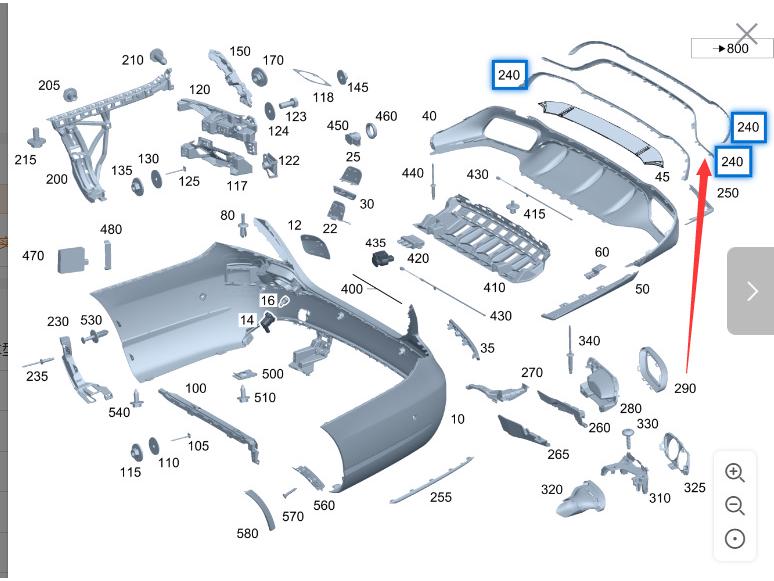 2138857001: Black AMG Rear Bumper Trim for Mercedes-Benz E260, E300, W213
