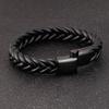 Titanium Steel Leather Bracelet, Woven Black Leather Bracelet, Men's Jewelry 2026