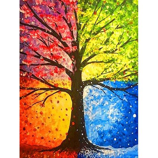 huacan Paint With Diamonds Scenery Tree Diamond Painting Full Round Landscape Picture Of Rhinestone Mosaic Flowers