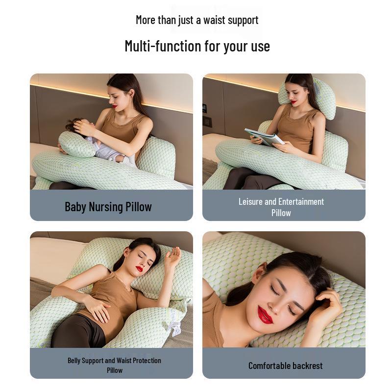 Multifunctional U-Shaped Maternity Body Pillow with Removable Waist Support