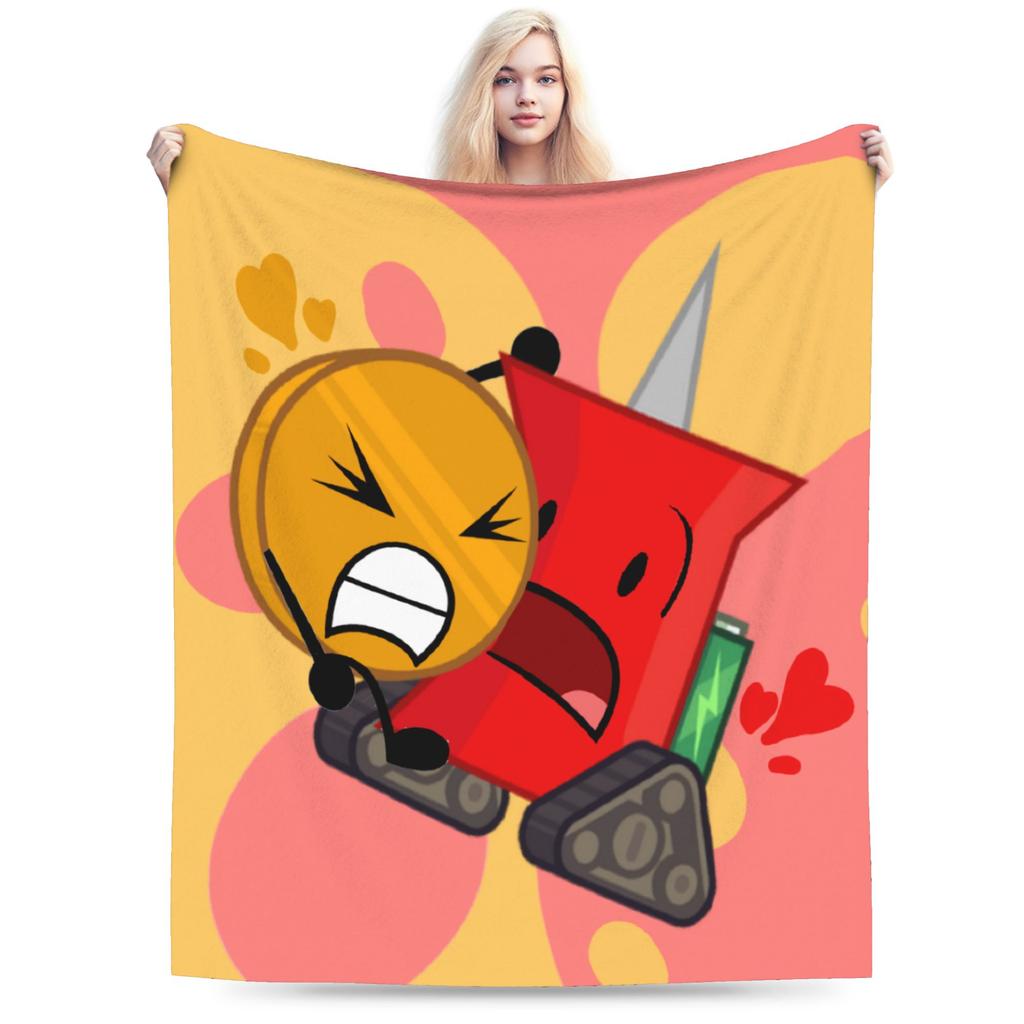 BFDI Throw Blanket Soft Novelty Blanket For Home Decor Travel Flannel Bedspread Bed Cover