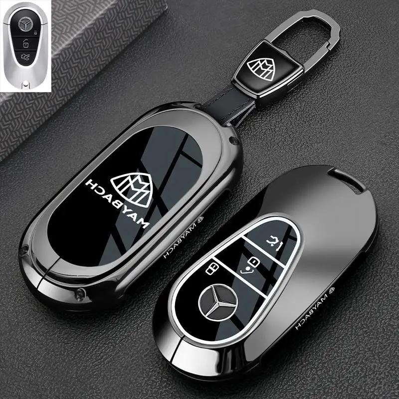 PZQ2   Alloy Style Car Key Case Cover Shell For Mercedes Benz A C E S G Class GLC CLE CLA GLB GLS W177 W205 W213 W222 X167 AMG Keychain