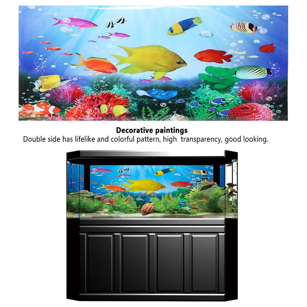 Bakgrundsposter Dekorativ Målning PVC-Klistermärke Landskapsbild för Akvarium Fiskbehållare 61x30cm
