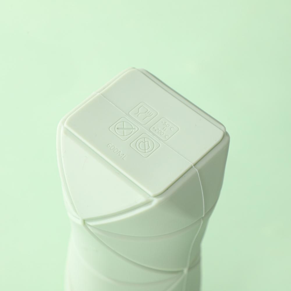 600 ml Silikon-Faltflasche für Erwachsene, tragbar, wiederverwendbar, Plastikbecher, für Outdoor-Reisen, Fitnessstudio, Wasserflasche, motivierende Trinkflasche