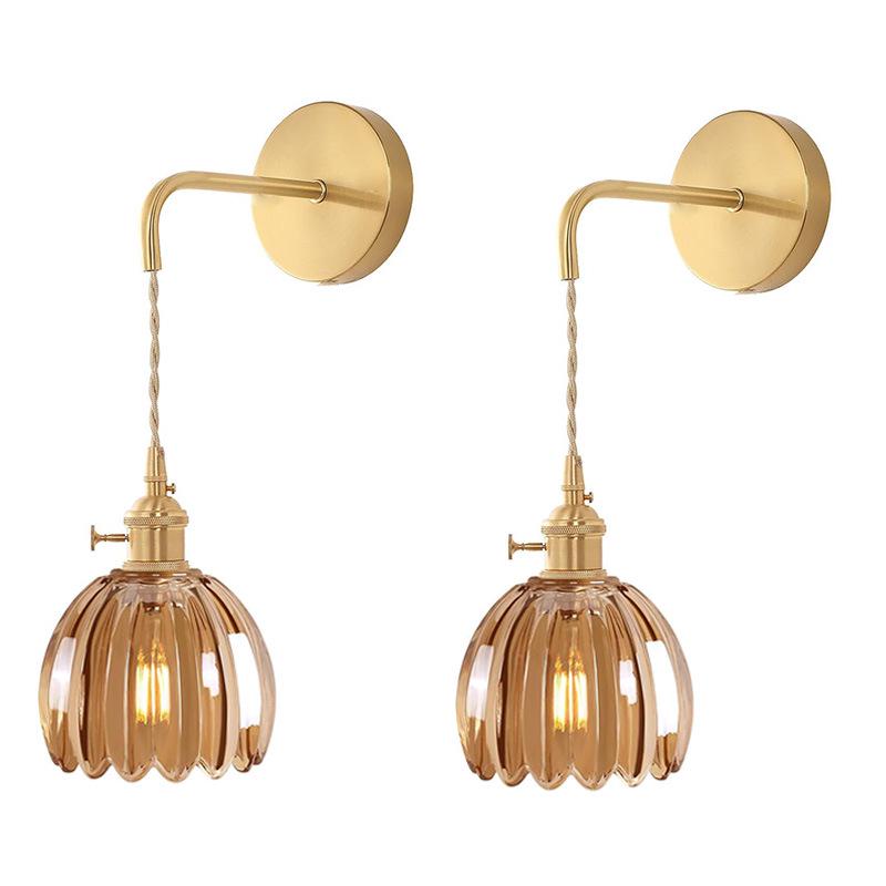 Wireless USB Charging Remote Chandelier with Retro Glass Flowers for Bedroom or Dining Room - Nordic Style