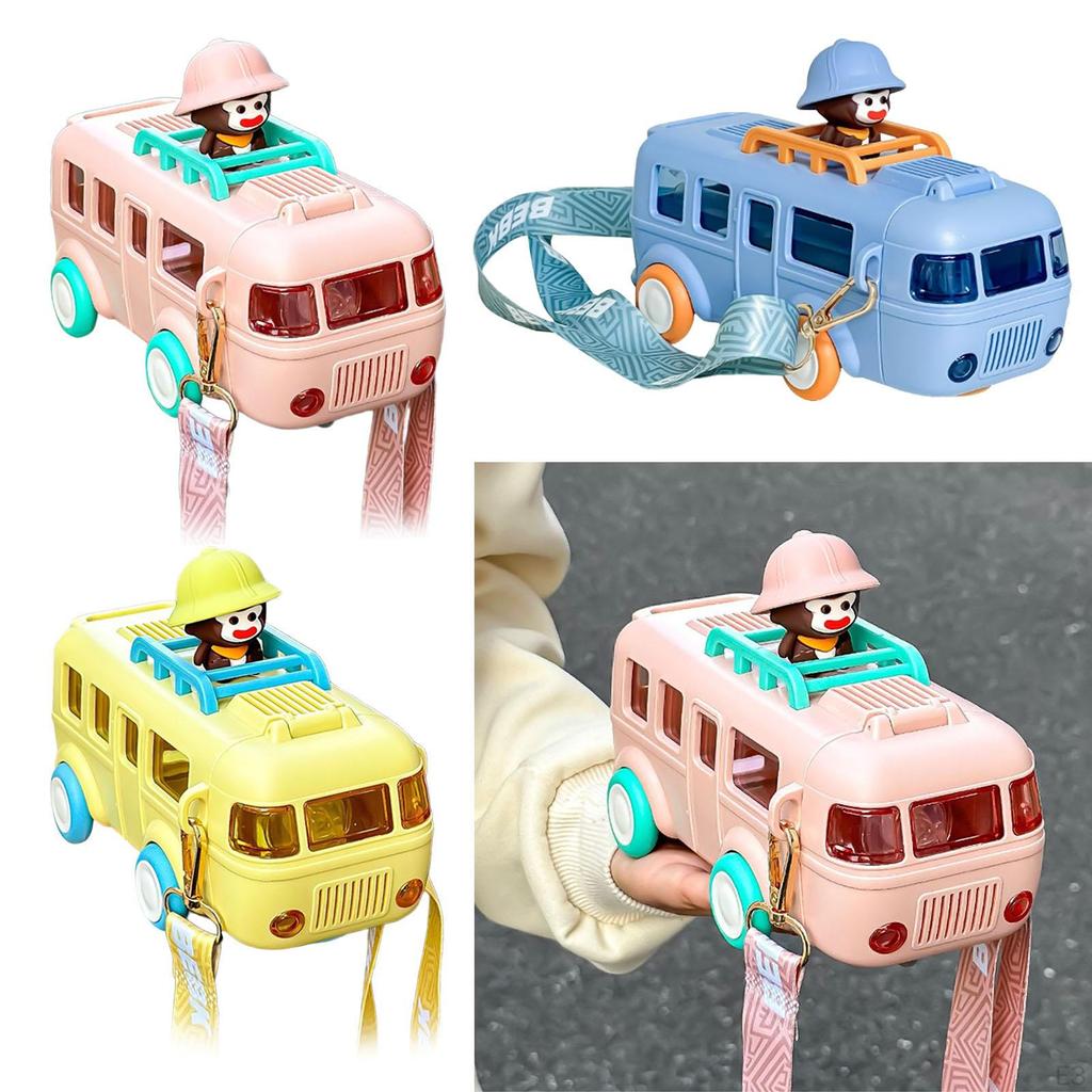 Butelka na wodę w kształcie autobusu z paskiem na ramię, dla dziewcząt, kubek na kemping i do szkoły