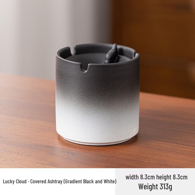 Large Ceramic Ashtray for Tea Room, Living Room, or Office - Chinese Style, Anti-Fly Design