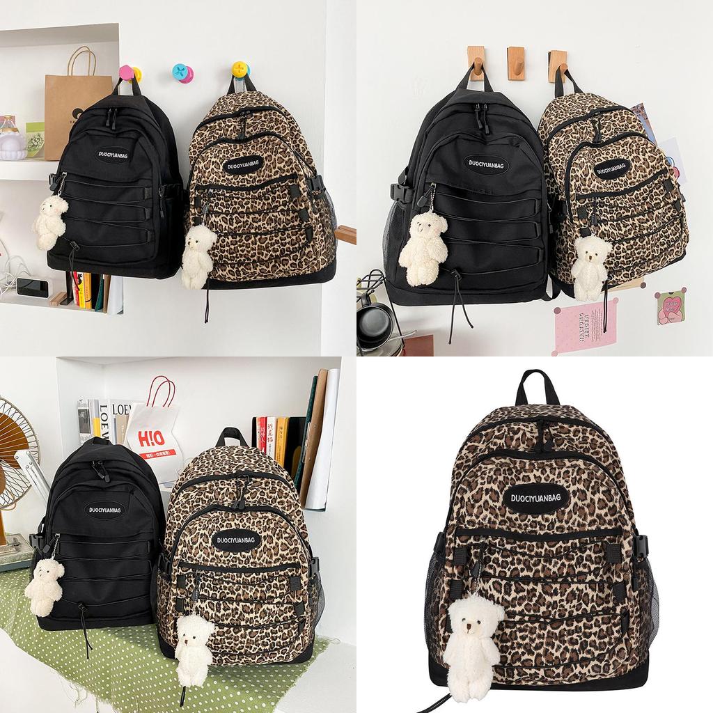 Original Japanese Harajuku Style Retro Leopard Print Student Backpack Korean Version Ulzzang Versatile Large Capacity