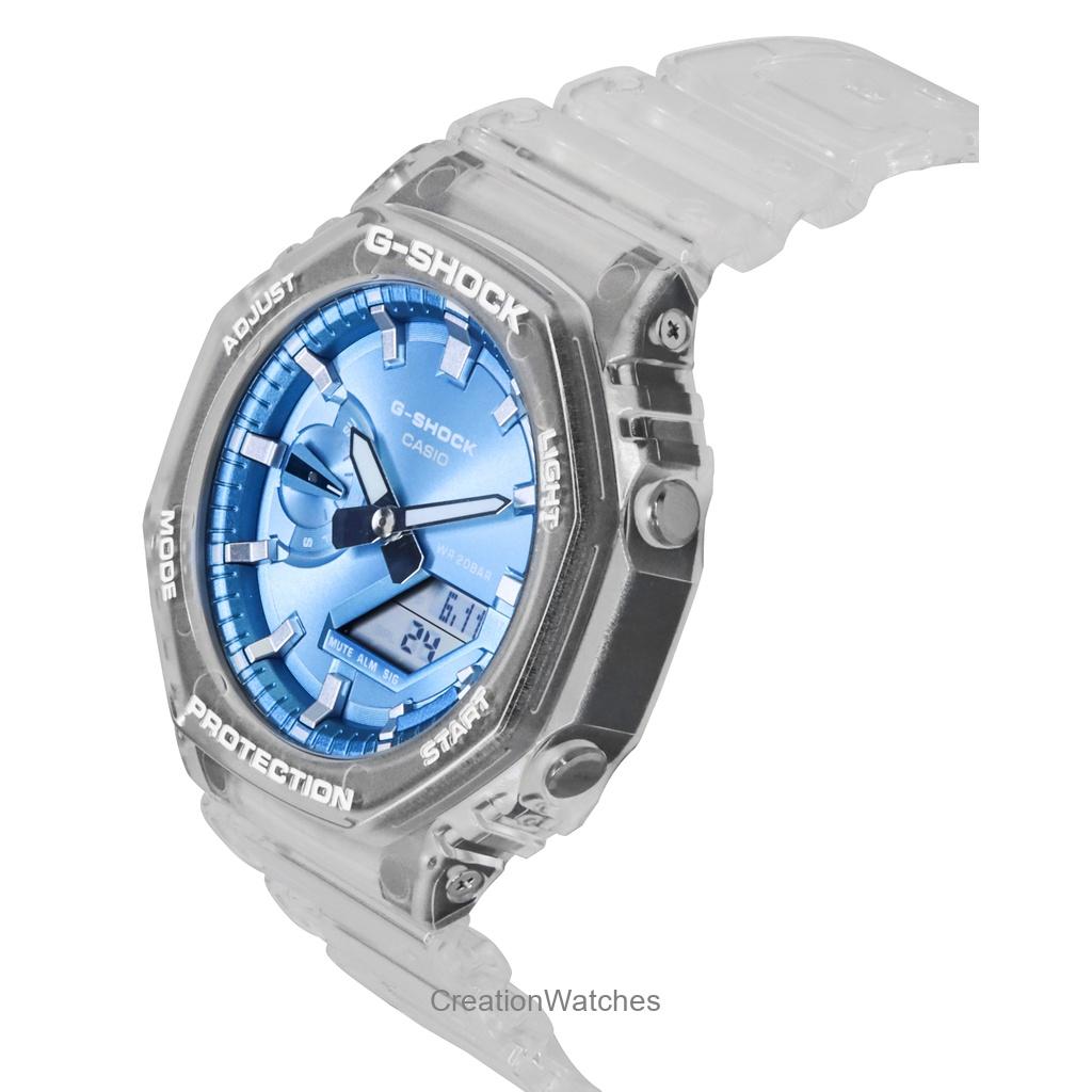 Casio G-Shock Analogově digitální pryskyřičný řemínek Modrý ciferník Quartz GA-2100BM-7A2 200M Unisex hodinky