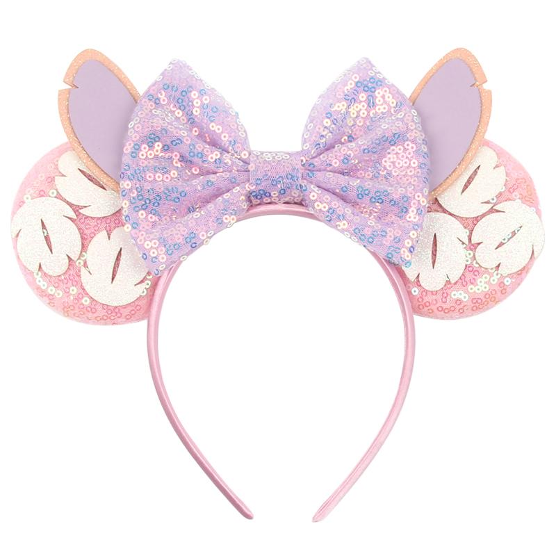 Disney Mickey 3.3"Velvet Ears Headband For Girls Soft Bow Hairband Halloween Festival Party Christmas DIY Hair Accessories