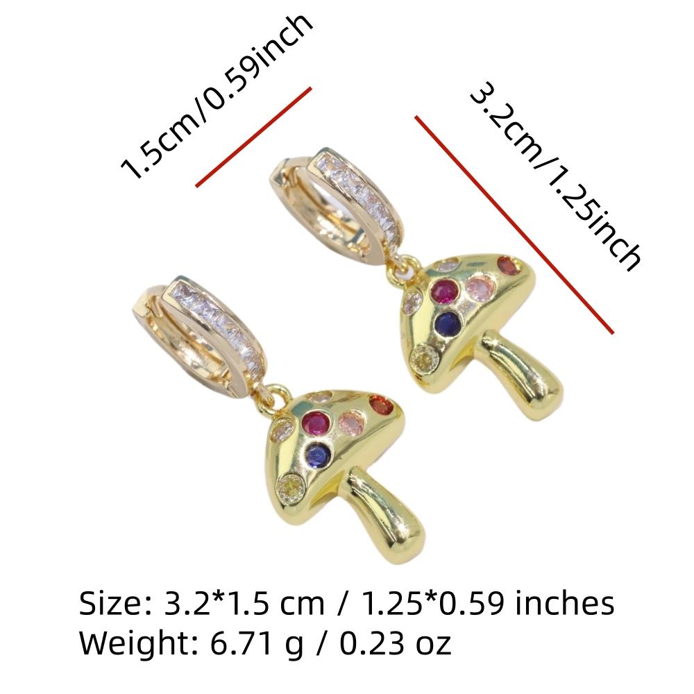 1 Paar Modische Bunte Pilze Hängeohrringe für Frauen Zirkonia Ohrring Schmuck Hochzeitsfeier Accessoires