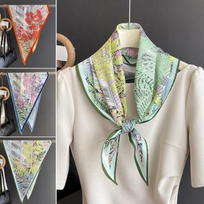 New Arrivals Open Run Women Scarf Satin Plant Layered Silky