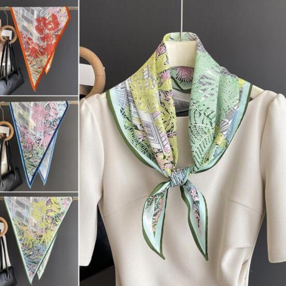 New Arrivals Open Run Women Scarf Satin Plant Layered Silky