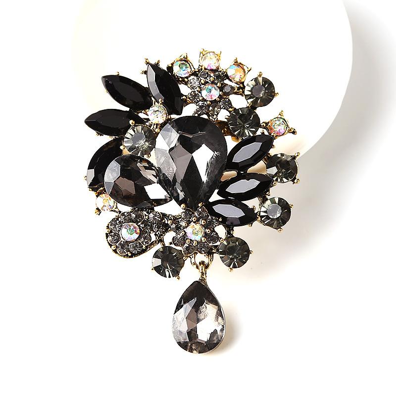 SKEDS Rhinestone Luxury Flower Brooch Pin For Women Elegant Crystal Pendant Wedding Party Jewelry Creative Brooches Pins Gift