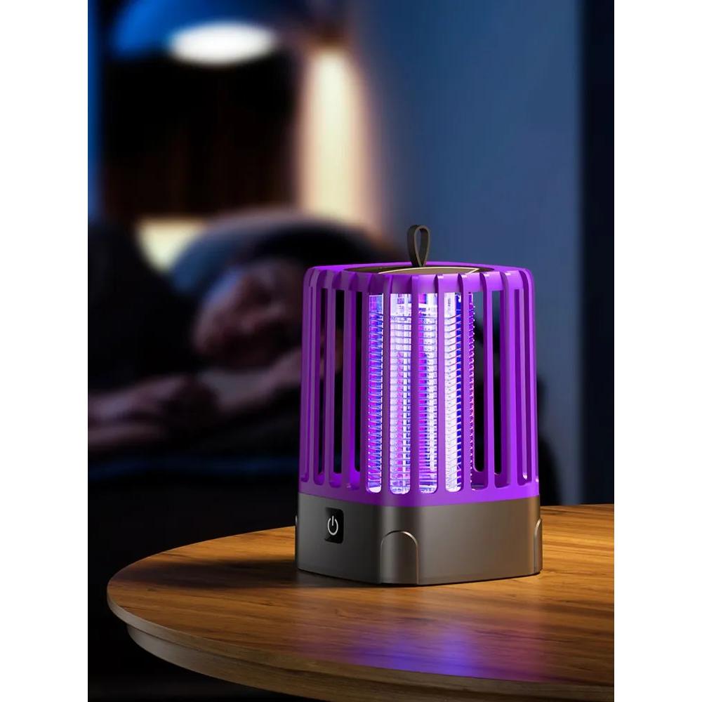 Mosquito fumigator, mosquito repellent for home. Portable insect lamp trap, electric fly swatter, purple