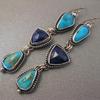 He Cheng Retro Geometric Triangle Gemstone Earrings