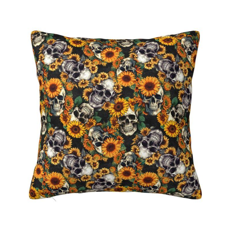 Custom Horror Skeleton Gothic Death Skull Cushion Covers 45x45cm Throw Pillow Case for Car Pillowcase Living Room Decoration