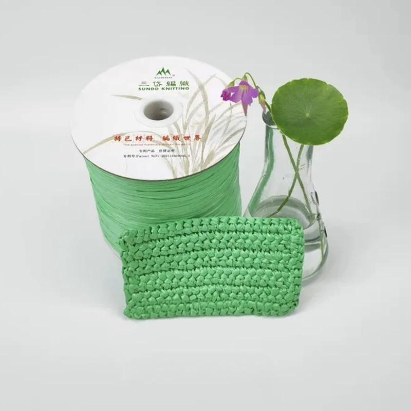 600M Raffia Strohgarn Häkelgarn für DIY Stricken Sommerstrohhut Handtaschen Kissen Handgeflochtenes Strohgarn