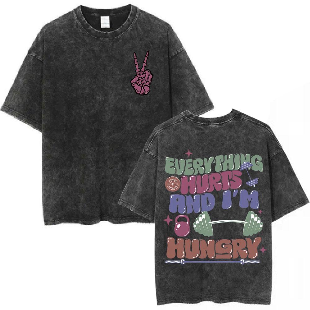 Gym Rat Muscle Mommy Pump Cover Vintage Washed Tshirt Powerlifting Workout Bodybuilding T Shirt Men Women Fitness Loose Tshirt