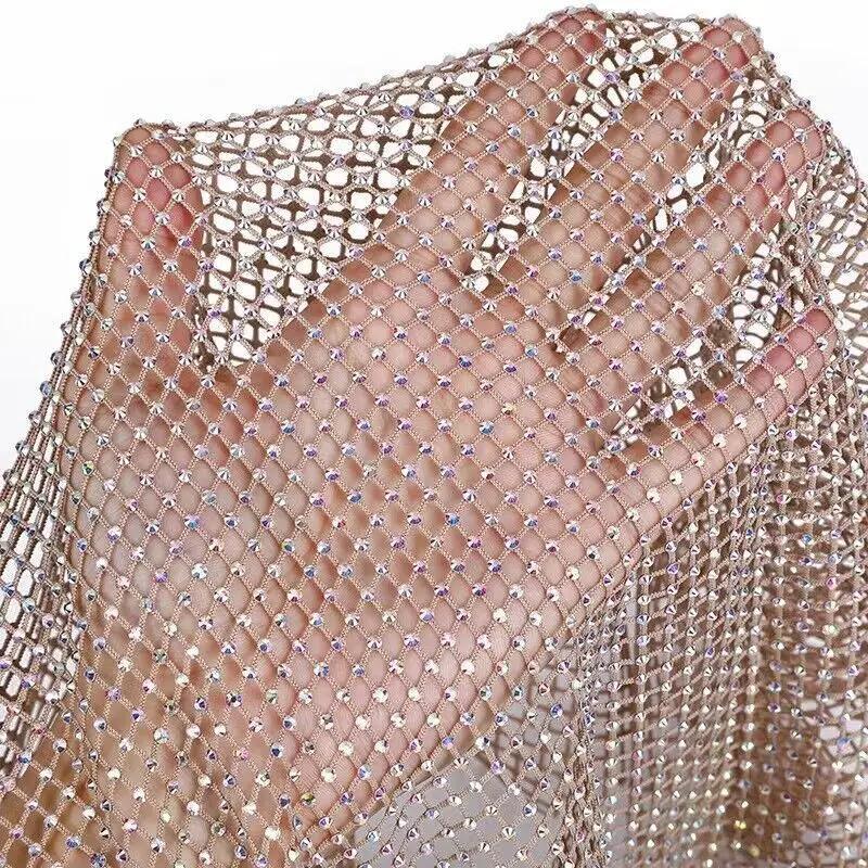 50x120cm Glitter Rhinestone Mesh Fabric Stretch Net Cloth Trim Sew Dress Costume DIY Sewing Craft Dress Supplies New