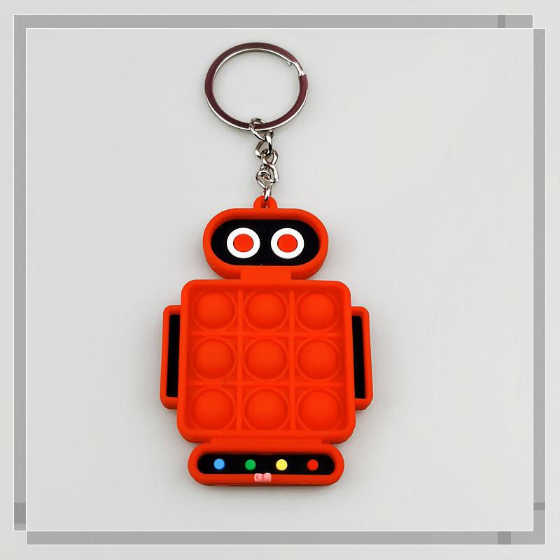 Robot Fidget Keychain Finger Push Bubble Silicone Key Chain Adult Decompression Toys Small Pendant Kids Toys