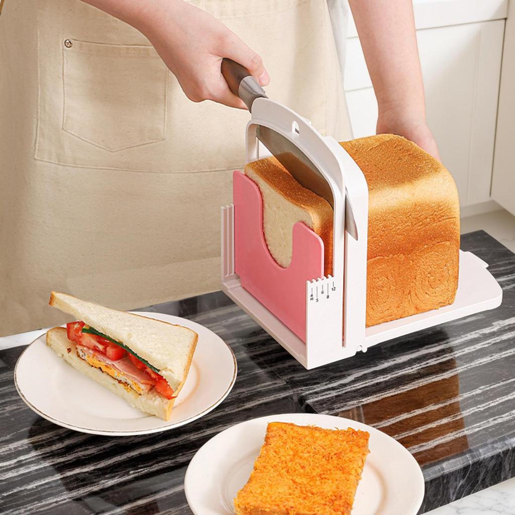 Bread Slicer Adjustable Toast Loaf Slicing Machine Foldable Plastic Bread Cutting Guide Tools For Homemade Bread Kitchen Baking