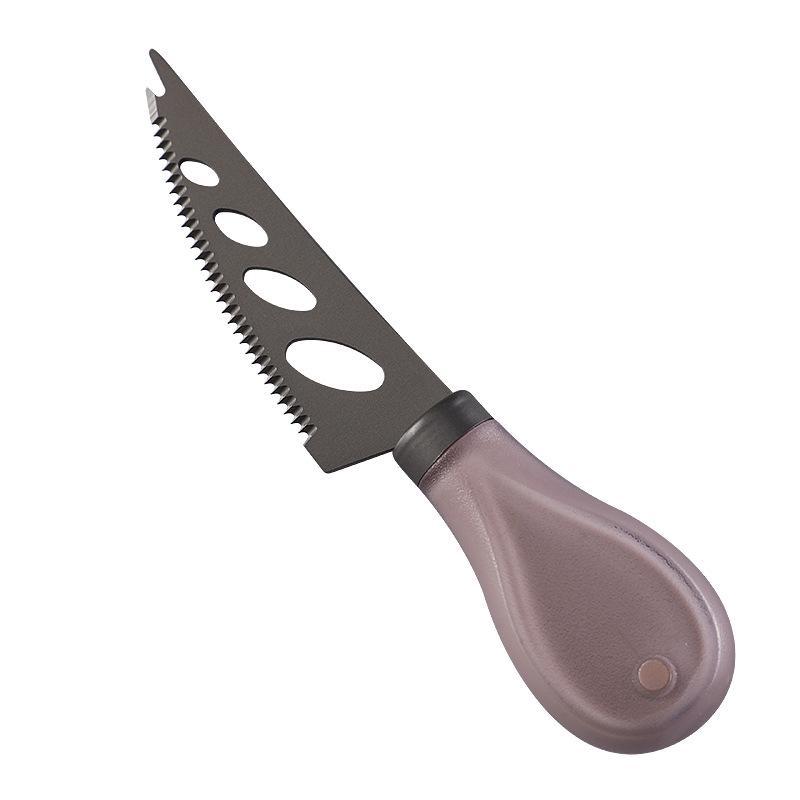 Stainless Steel Titanium-Plated Cheese Knife Set - Includes Cheese Knife, Fork, and Spatula.