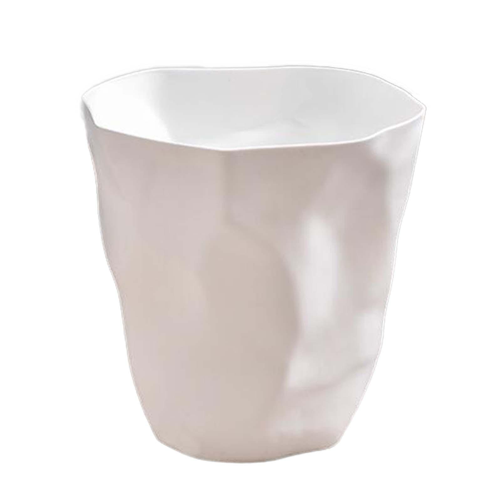 

Round Waste Bin Dustbin Bucket Wrinkle Trash Can Garbage Bin Wastebasket for Dormitory Washroom Bedroom Toilet Household білий