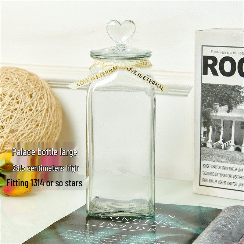 Creative Glass Bottle with Sand, Shells, Lucky Stars, Paper Cranes, and Rainbow Pentagrams