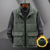 Winter Men's Corduroy Vest Plus Velvet Thickened Vest Men's Plus Size Stand-up Collar Waistcoat Multi-pocket Tooling Trend