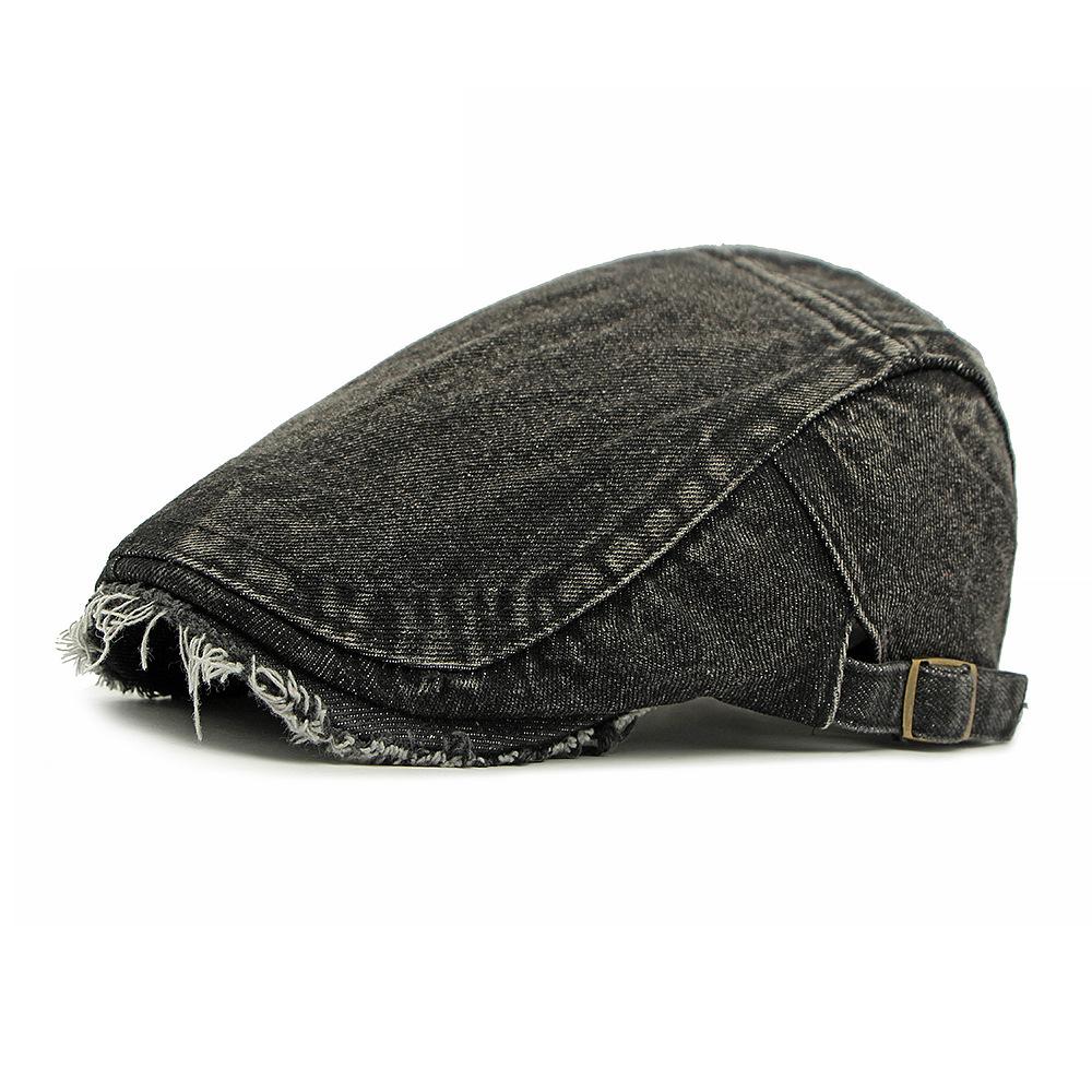 Four Seasons Denim Beret Women's Peaked Cap British Vintage Men Forward Cap