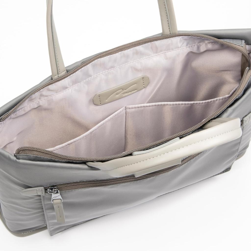 Day Tote Groß PC Grau [Double & Night] Tasche, Leichtgewicht, Fassungsvermögen, Multifunktional, 2-Wege, A4, 14,0-Zoll-kompatibel, Damen,