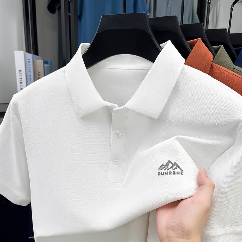 

Летняя мужская рубашка поло с коротким рукавом, лацканом, повседневная, универсальная, дышащая, прохладная футболка L белый