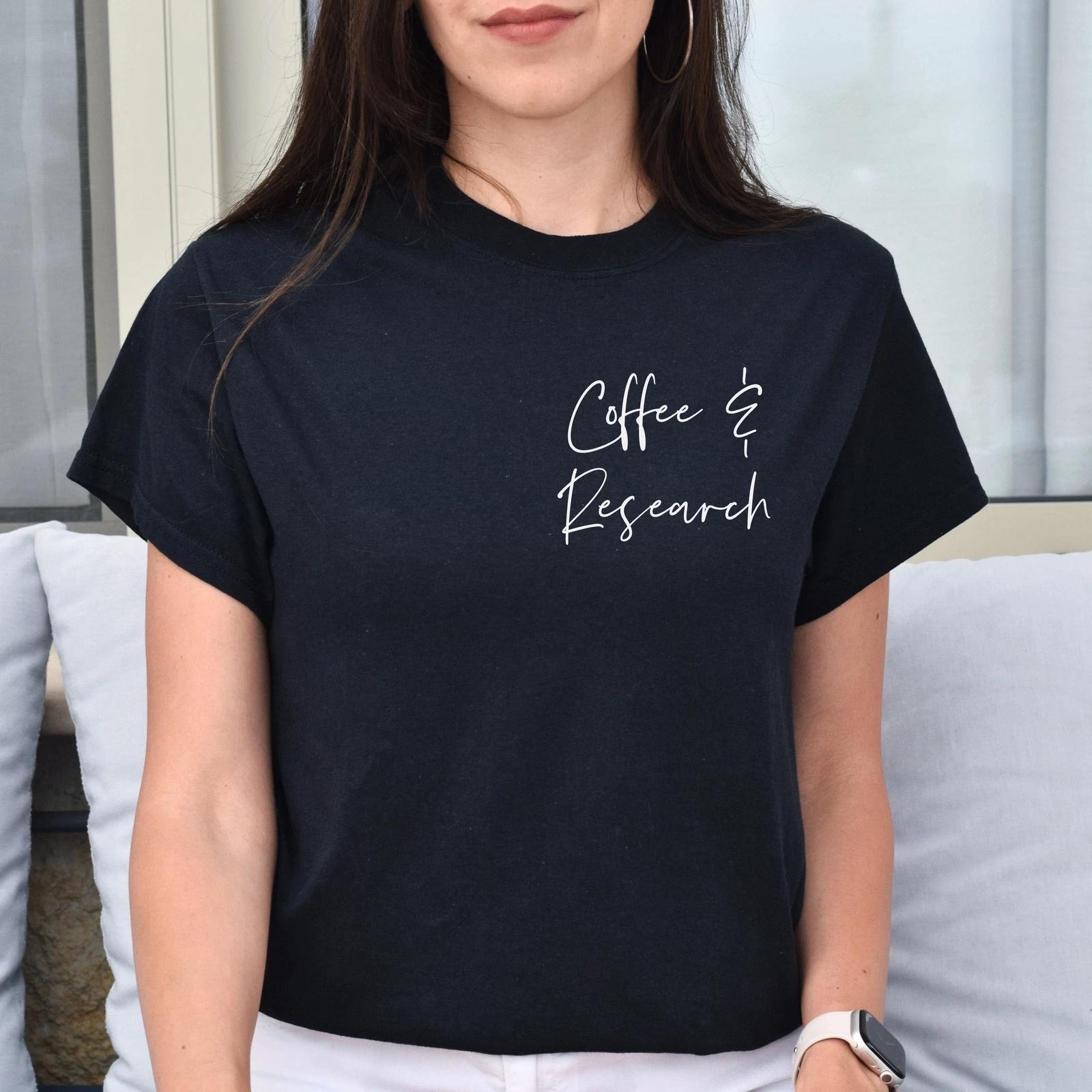 Coffee and research pocket Unisex T-shirt Medical research tee Black Navy Dark H 2XL