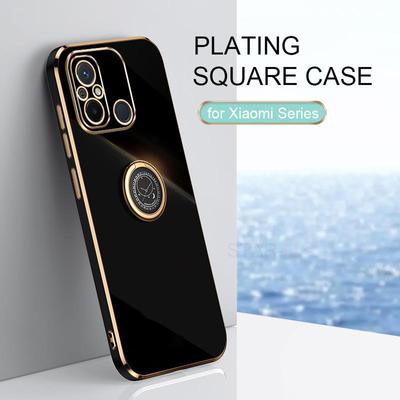 Custodia con supporto ad anello per telefono per Xiaomi Redmi 12C 12 C 10C 9C Nfc Fashion Luxury Placcatura Silicone Stand Cover posteriore Funda Redmi12c