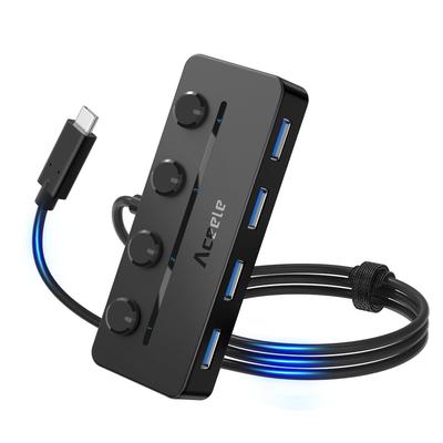 Aceele USB C 5 USB A Stromversorgung Direkte unabhängige LED-Anzeige 5 Gbit/s High Speed 100 cm Verlängerung USB Arbeit von Kompatibel mit Hub, Ports, 3.0 Hub,