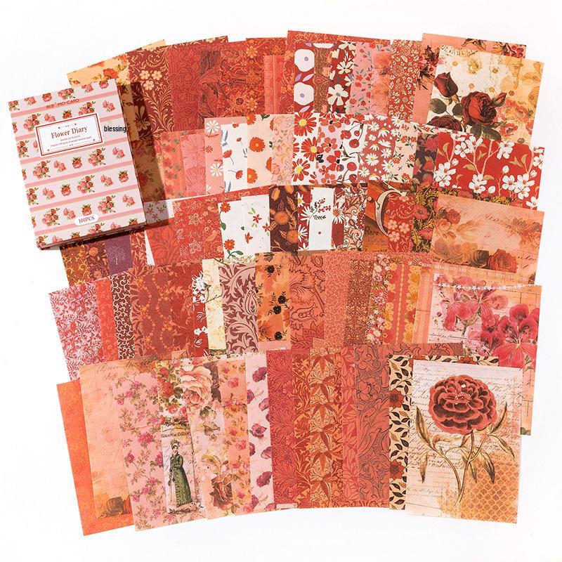 Retro Plant Journal: 100-Sheet Decorative Paper Book from Momo Material's Plant Series