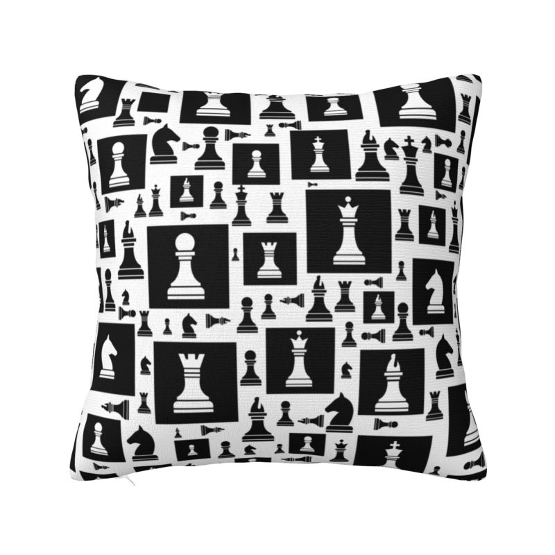 Custom Chess Club Seven Cushion Cover 45x45cm Chessboard Game Chess Piece Soft Modern Pillows for Sofa